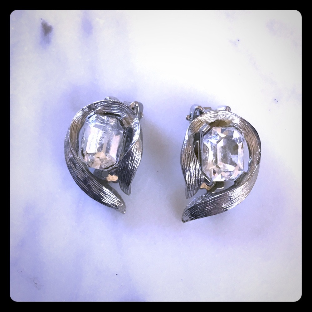 Rhinestone Clip Earrings